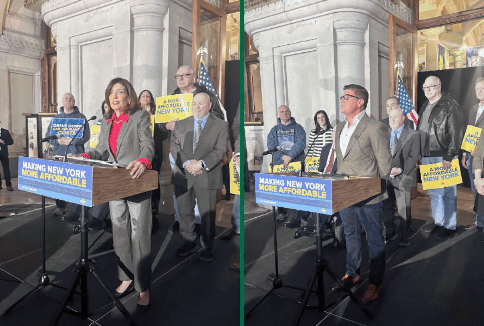Press rally with Governor Hochul on delivery insurance reform and small business impact